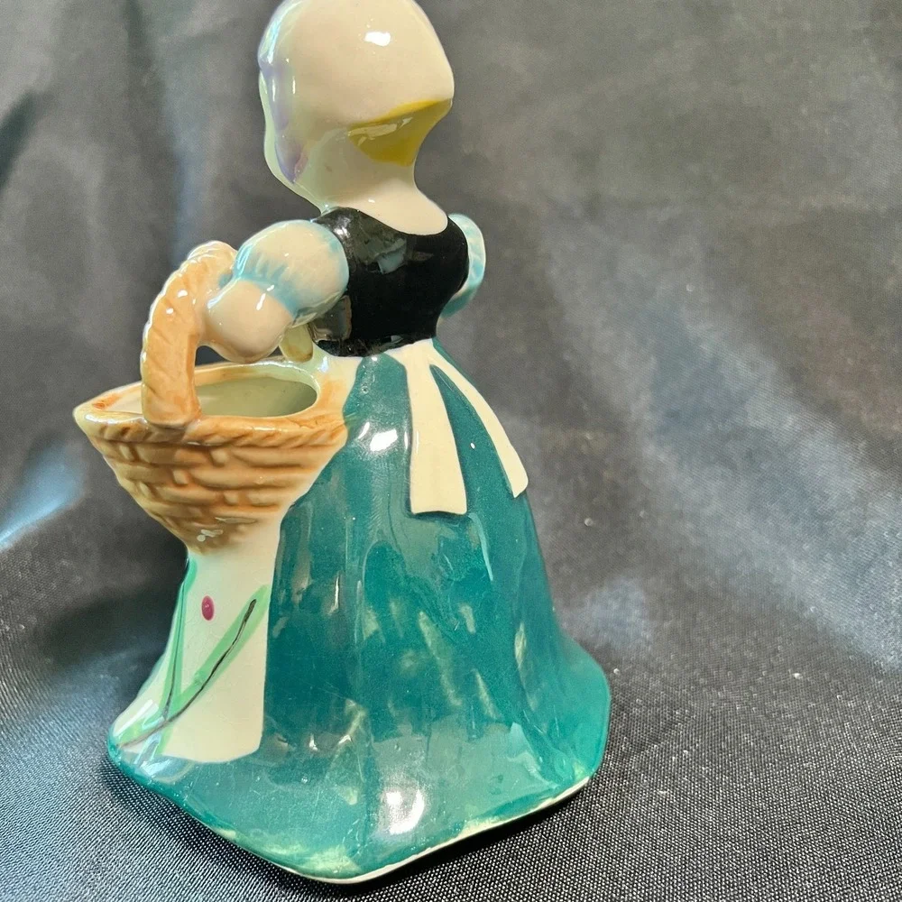Vintage United China & Glass Co. Lady  Basket Vase Succulent Planter Small 1940s